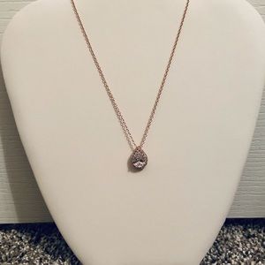 Rose Gold Pear Shaped Halo Necklace